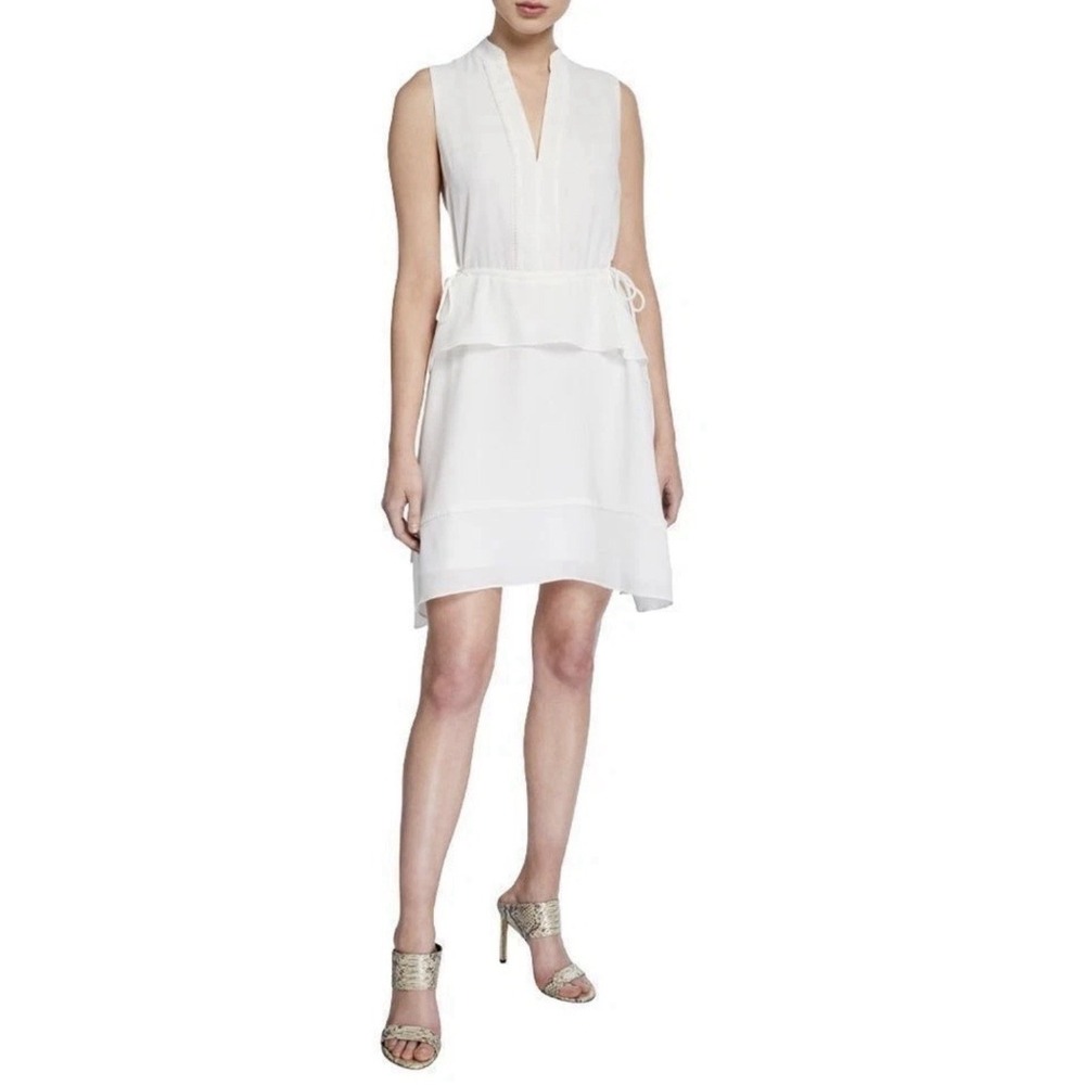 Club‎ Monaco Raelee Sleeveless V-Neck Peplum Dress Size 0 White